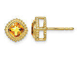 1.00 Carat (ctw) Cushion-Cut Citrine Button Post Earrings in 10K Yellow Gold